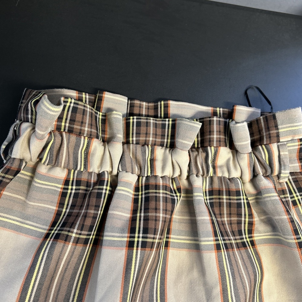 River‎ Island Women's Plaid Mini Skirt US 6 UK 10 Paper Bag Waist Buttons Preppy - Picture 8 of 16